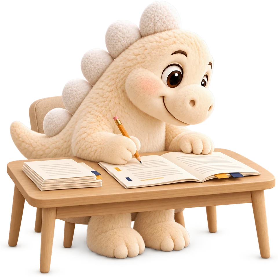 Myles at a desk, writing in a notebook with a pencil